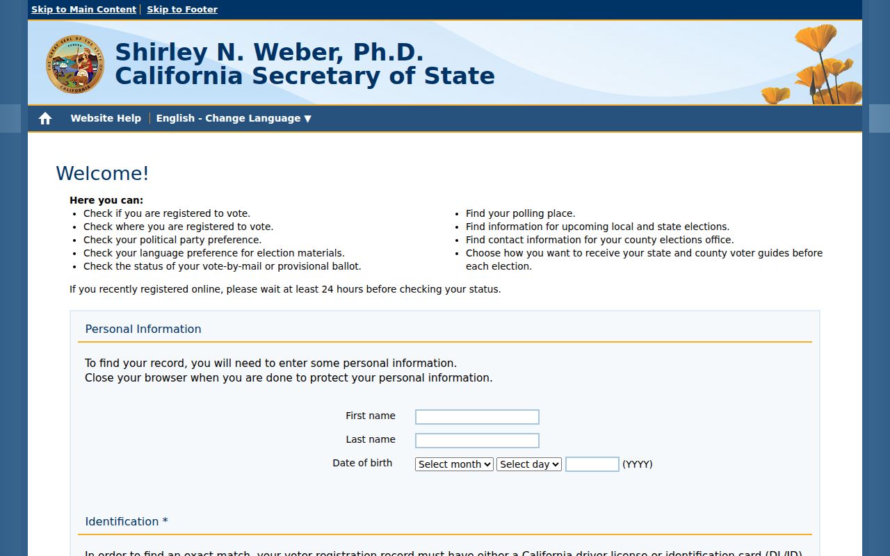 Palm Springs residents directory California voter status source