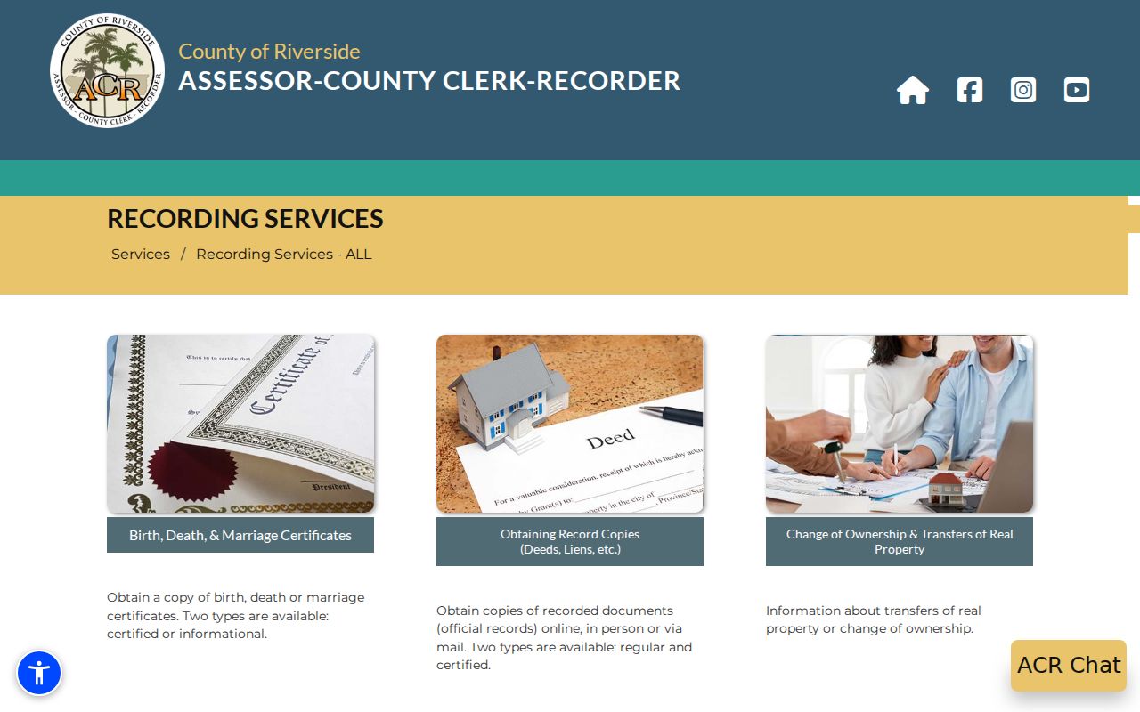 Palm Springs residents directory Riverside recorder source