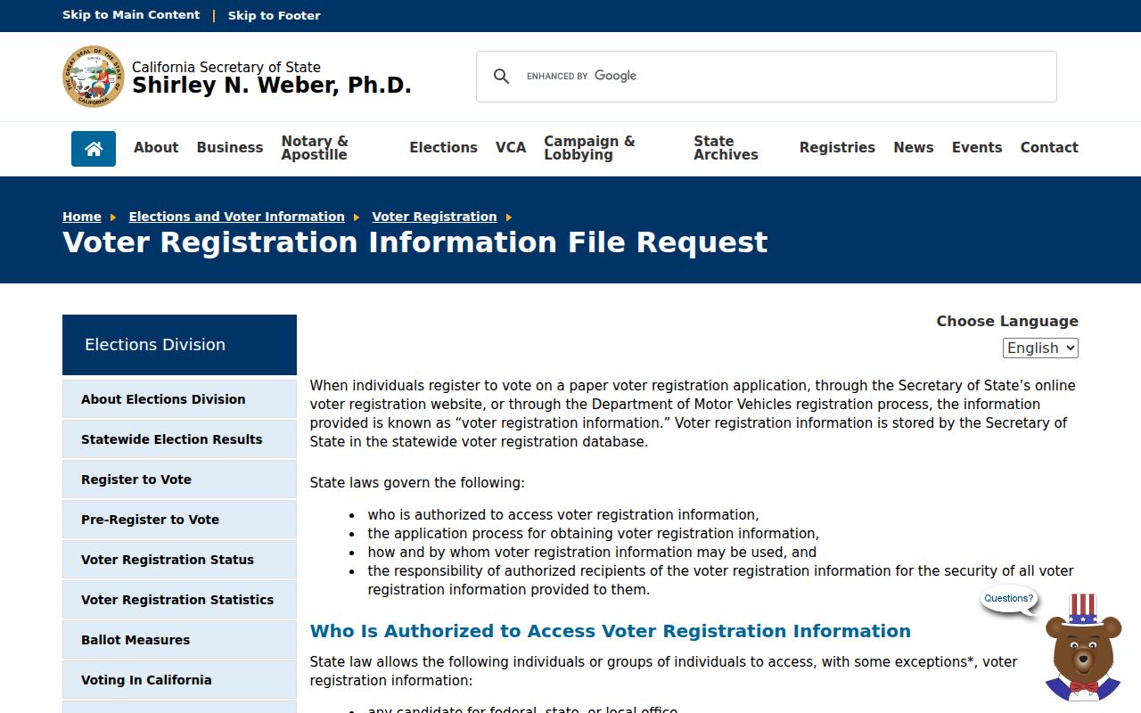 Palm Springs neighbors voter file rules source
