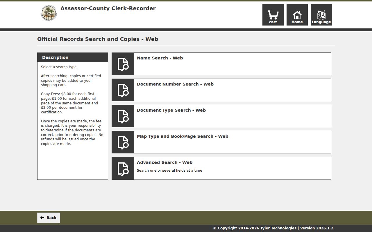 Palm Springs street directory recorder search modes source