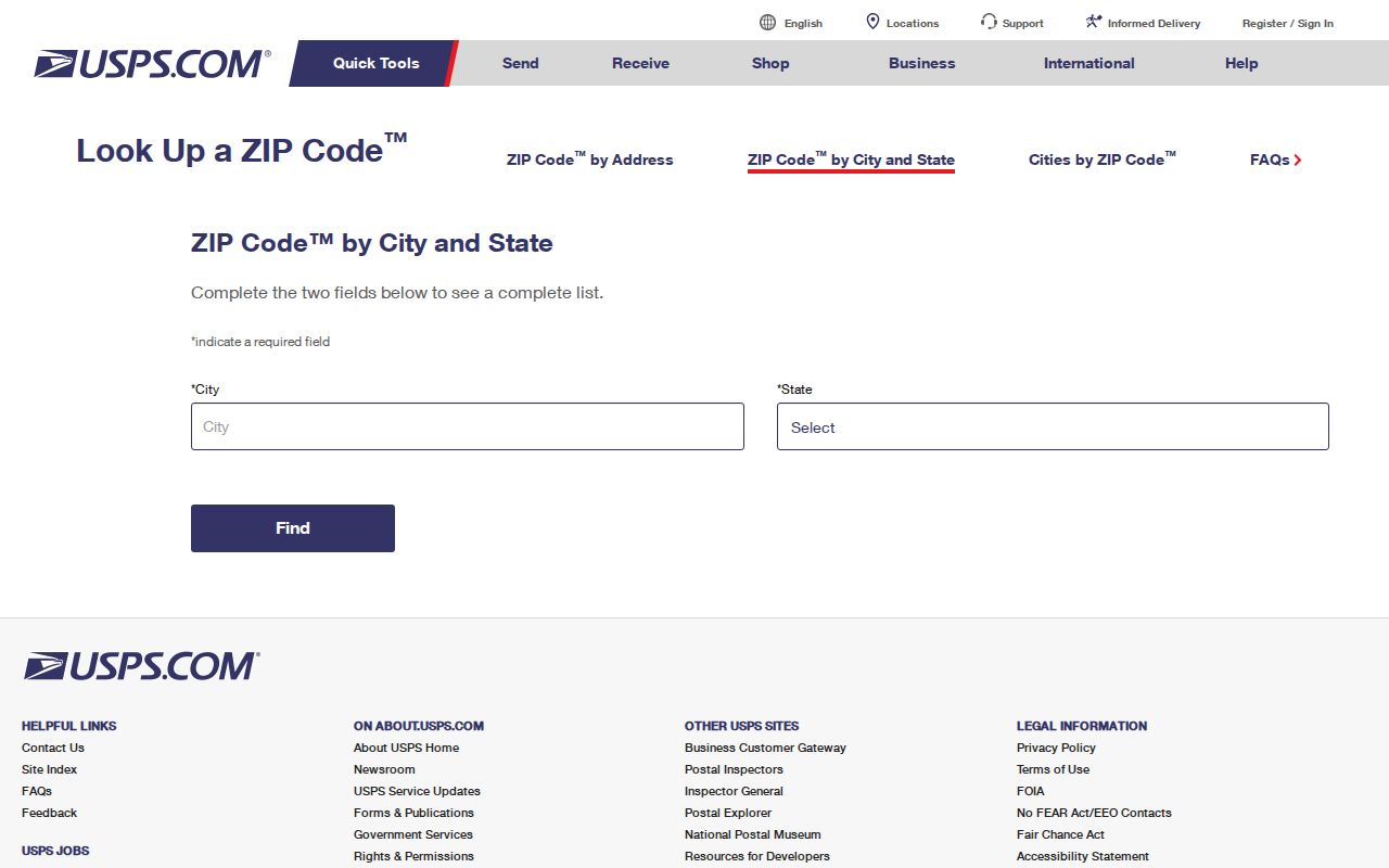 Palm Springs ZIP code directory USPS lookup source
